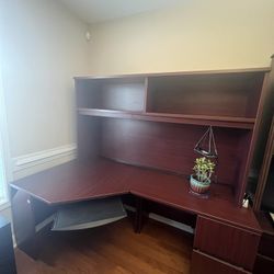 Dark Cherry Wood Office Desk