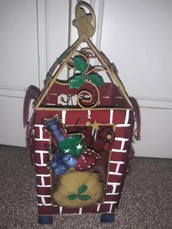 Cute tin Christmas candle holder lantern