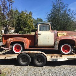 Original 1956 Ford F100 Big Back Window Pickup Rust Free