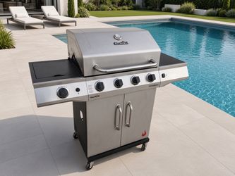 Delivery Available! Char-Broil 4 Burner Propane Gas Grill BBQ with Side Burner! Does not include propane tank. Brand New Burner Tubes and Burner Cover