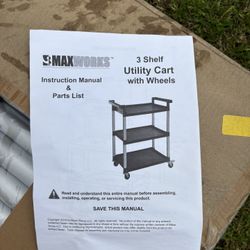 MaxWorks 80774 3-Shelf Utility Plastic Cart. 