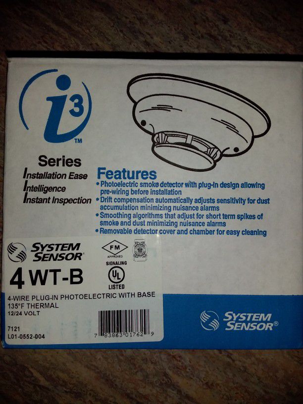 System Sensor i3 Series 4WTB Photoelectric  Smoke Detector