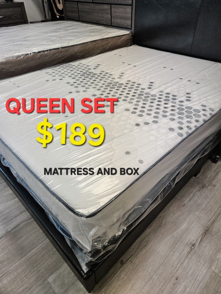 Brand New Queen Bed $189 >> Mattress And Box Spring