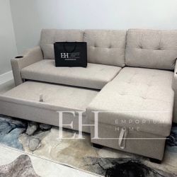 Light Grey Linen Sofa Sectional Sleeper 