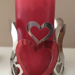 Heart Candle Holder With Red Candle 