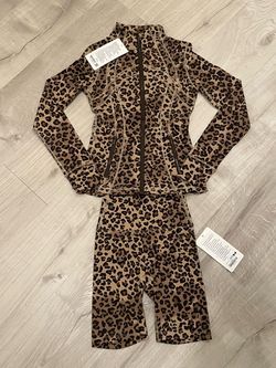 Lululemon Leopard Print Jacket and Shorts Set