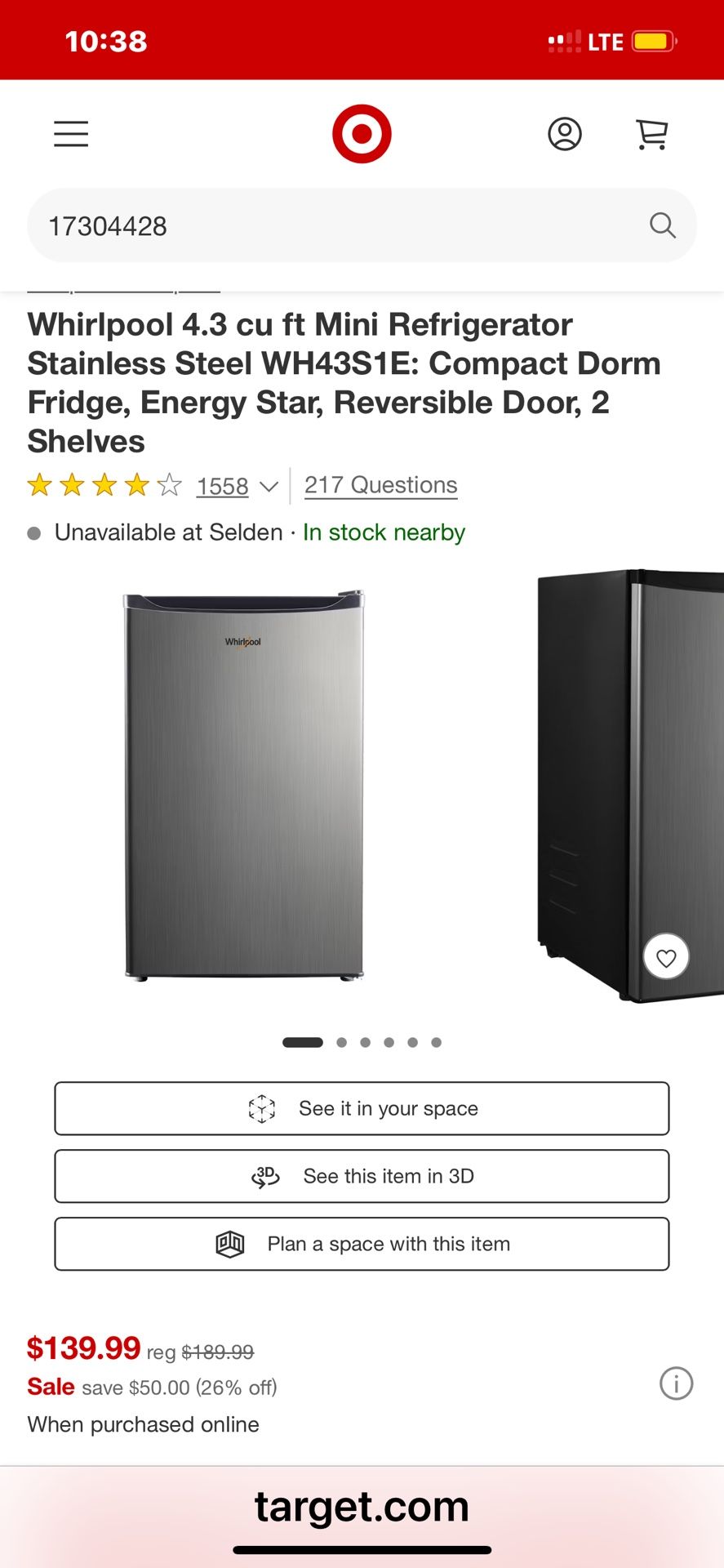 Whirlpool Mini Refrigerator Stainless Steel - NEGOTIABLE