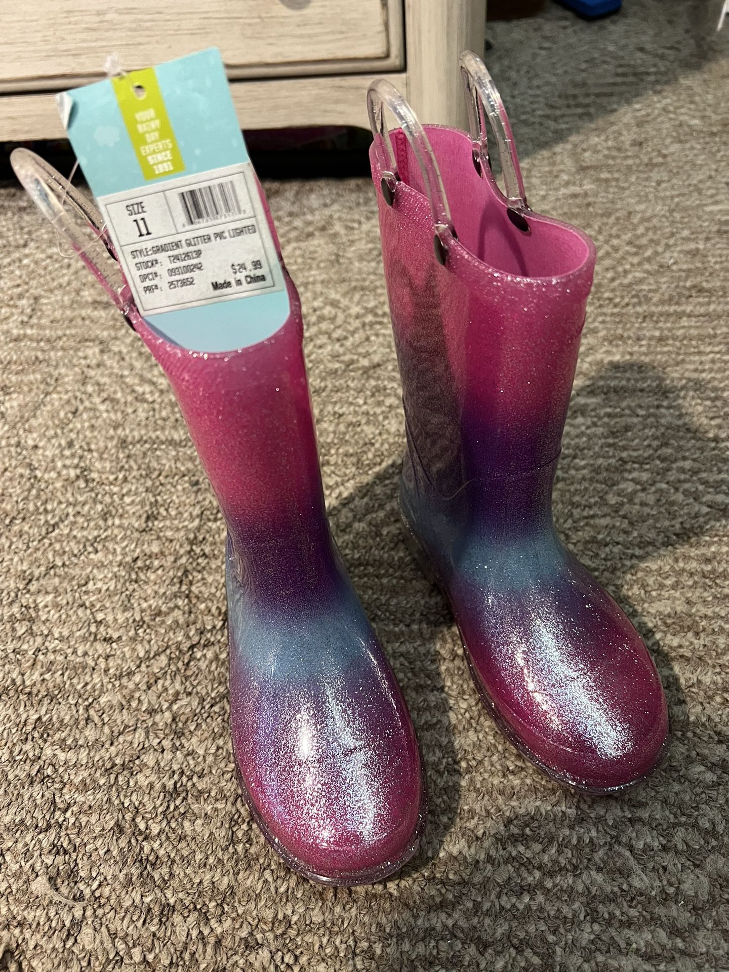 Light Up Girls Rain Boots