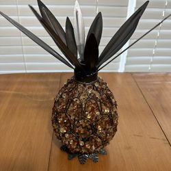 Pineapple Candle Lamp, Metal and Beads