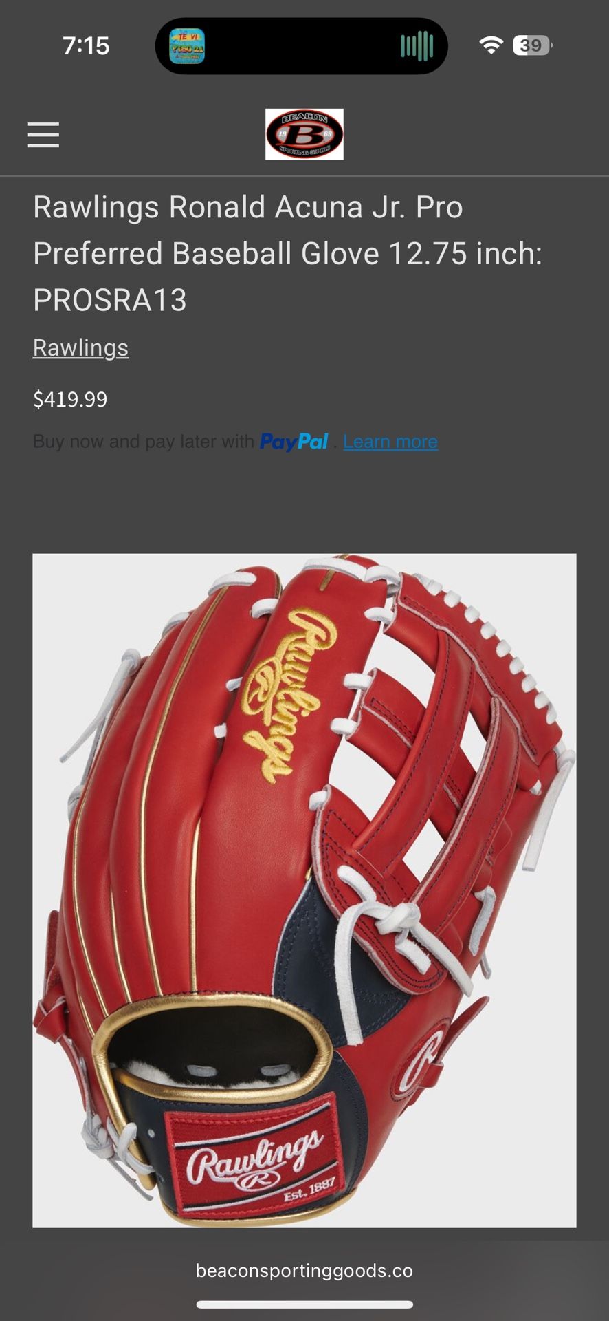 Rawlings Baseball Gloves For Sale