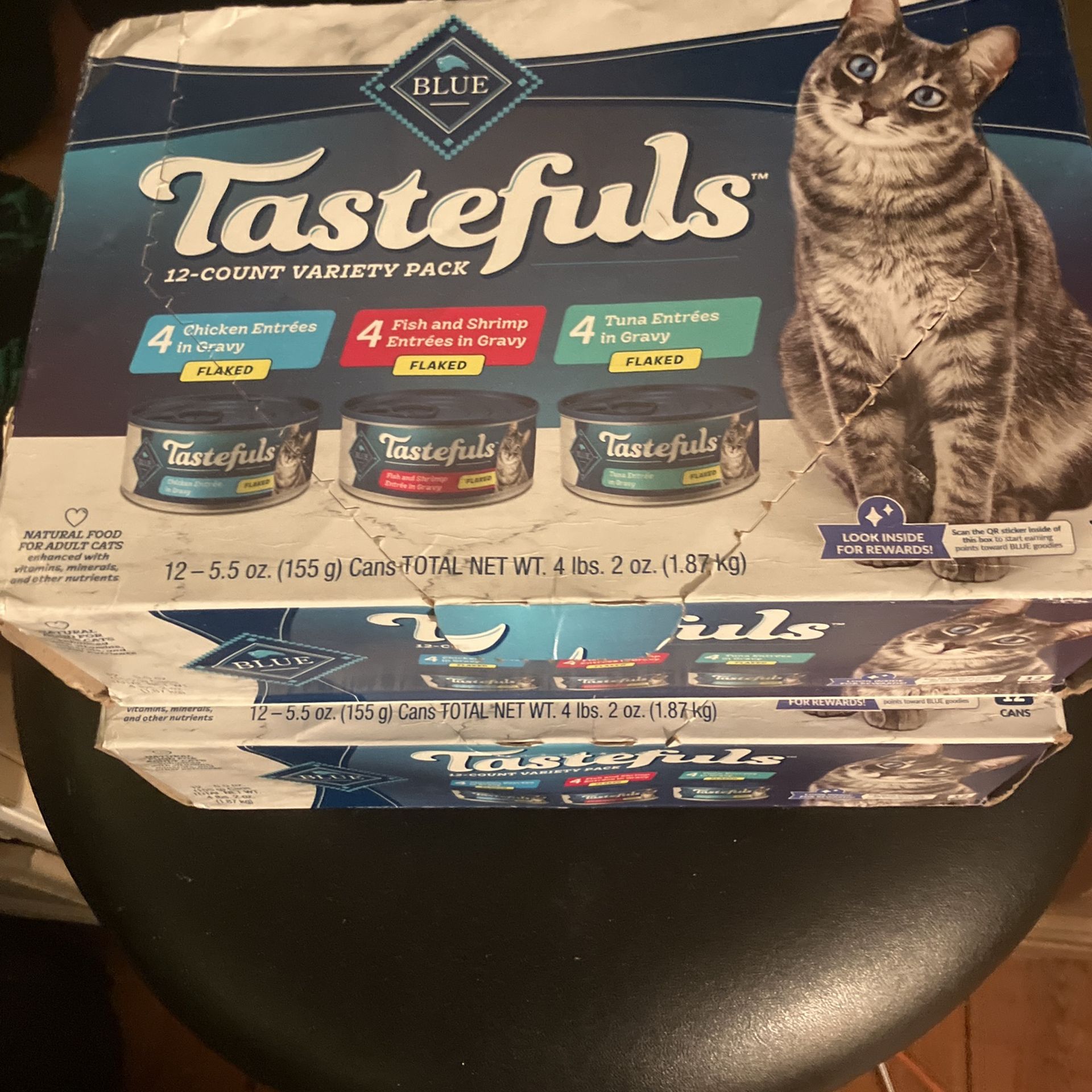 2 Boxes Blue Tastefuls Cat Food 24 Cans Total