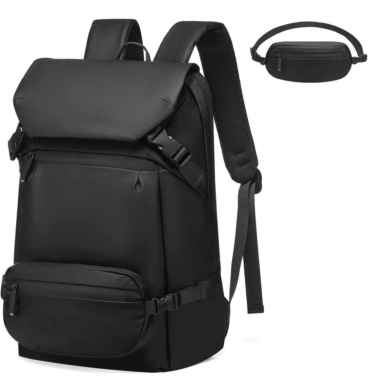 New 2 in 1 Travel Backpack, Lightweight Fit in 15" Laptop with Removable Belt Bag, Waterproof