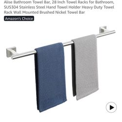 Alise Bathroom Towel Bar, 28 Inch Towel Racks for Bathroom, SUS304 Stainless Steel Hand Towel Holder Heavy Duty Towel Rack Wall Mounted Brushed Nickel