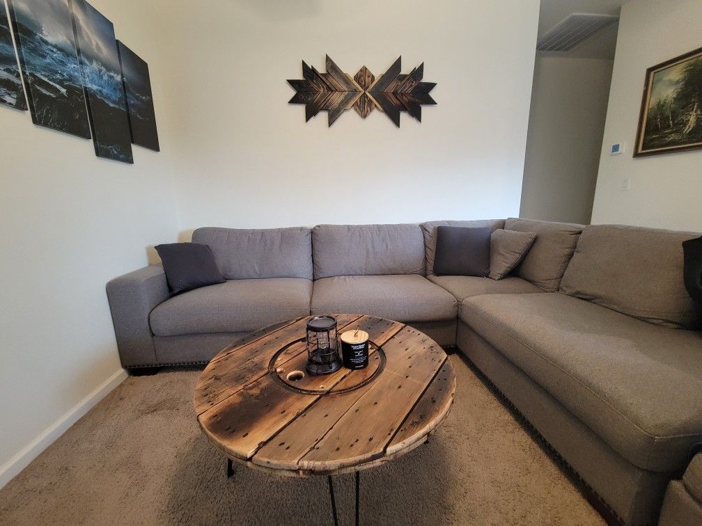 Spool Coffee Table And TV Stand Set.