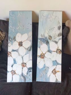 Blue, Gold, & White floral wall decor