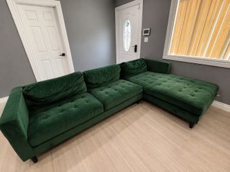 Emerald Green Velvet Sectional Sofa