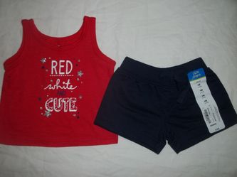 NWT Baby Girl NEWBORN Red White and Cute July 4th Clothes Outfit Set Lot