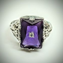 New Silver Amethyst Colored Ring