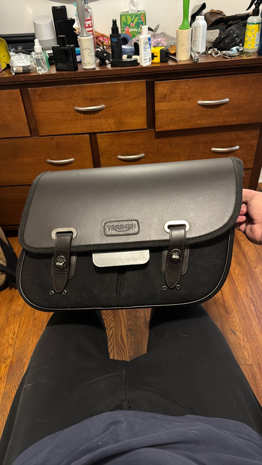 Triumph Black Waxed RH saddle Bag