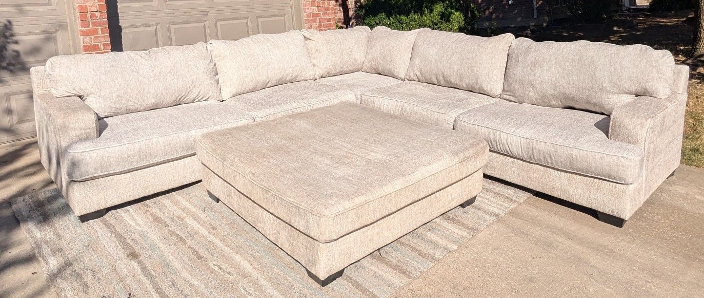 Large Plush Beige Sectional Couch, DELIVERY AVAILABLE!!