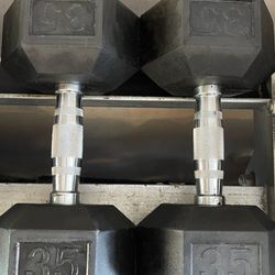 PAIR OF 35 LB. RUBBER HEX  DUMBBELLS 