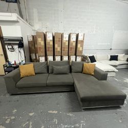 Gray Soft Modern Sectional (Delivery)