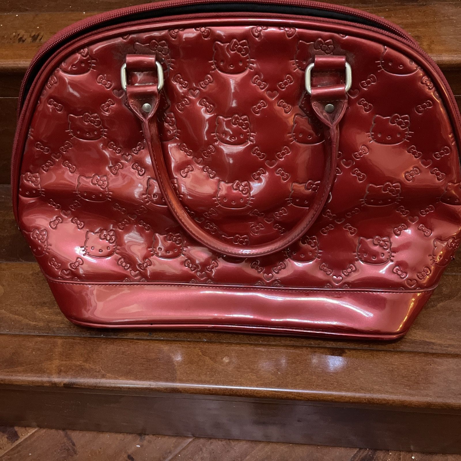 Loungefly Hello Kitty Purse Red Metallic Satchel Large Sanrio 2011 Vinyl