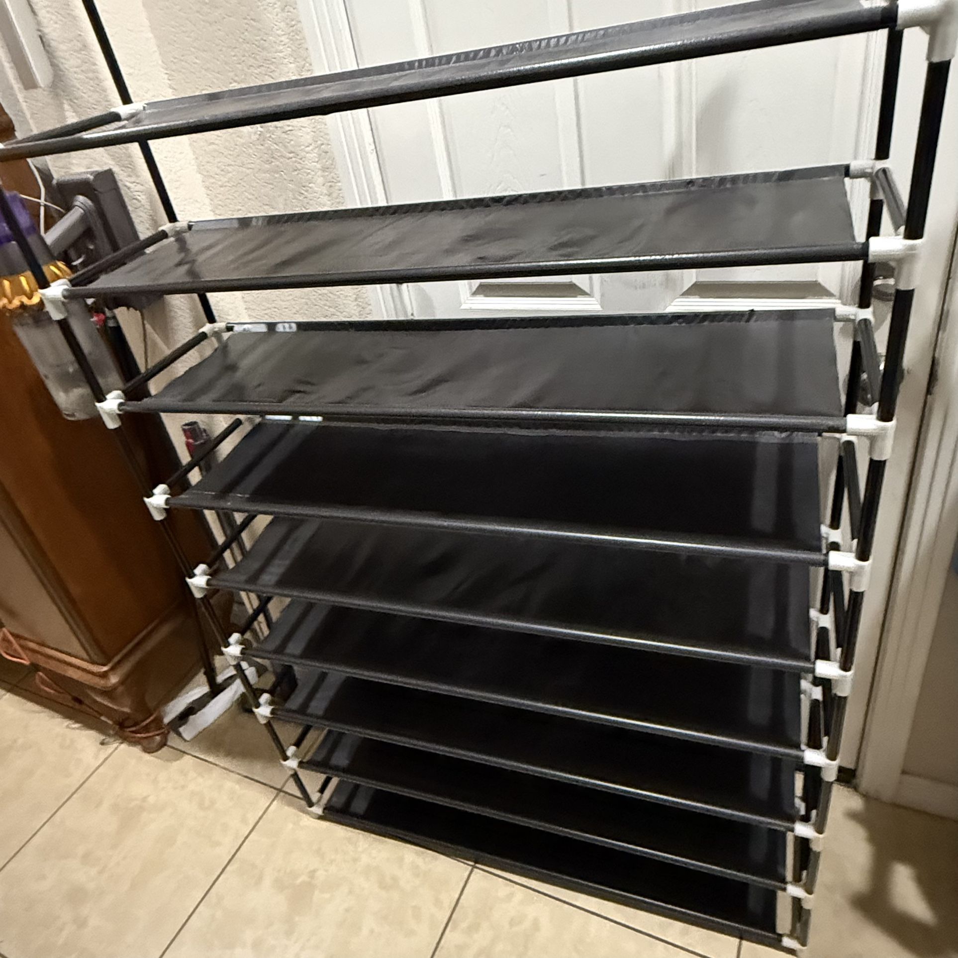 9-Tier Black Fabric Shoe Rack / Organizer Shelf