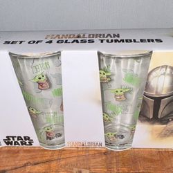 Star Wars Mandalorian Grogu (Baby Yoda) Glass Tumbler Set – Brand New In Box