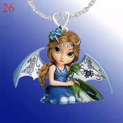 3D Printed Resin  Pendant Fairy With Dragon Necklace