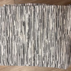 White Table Cloth With Black And Gray Stripes 