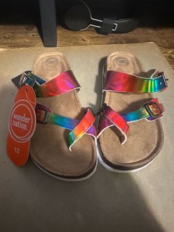 Wonder Nation Kids Holographic Sandals Size 12