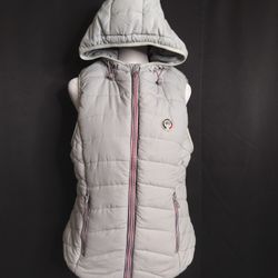 Women's Light Grey Hooded Puffer Vest By Chinese Laundry (Size  Large)
