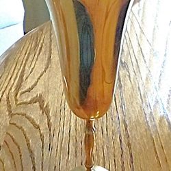 brass wine goblet or chalice, solid brass with silver plated interior, 2.75” diameter x 9 “ high--