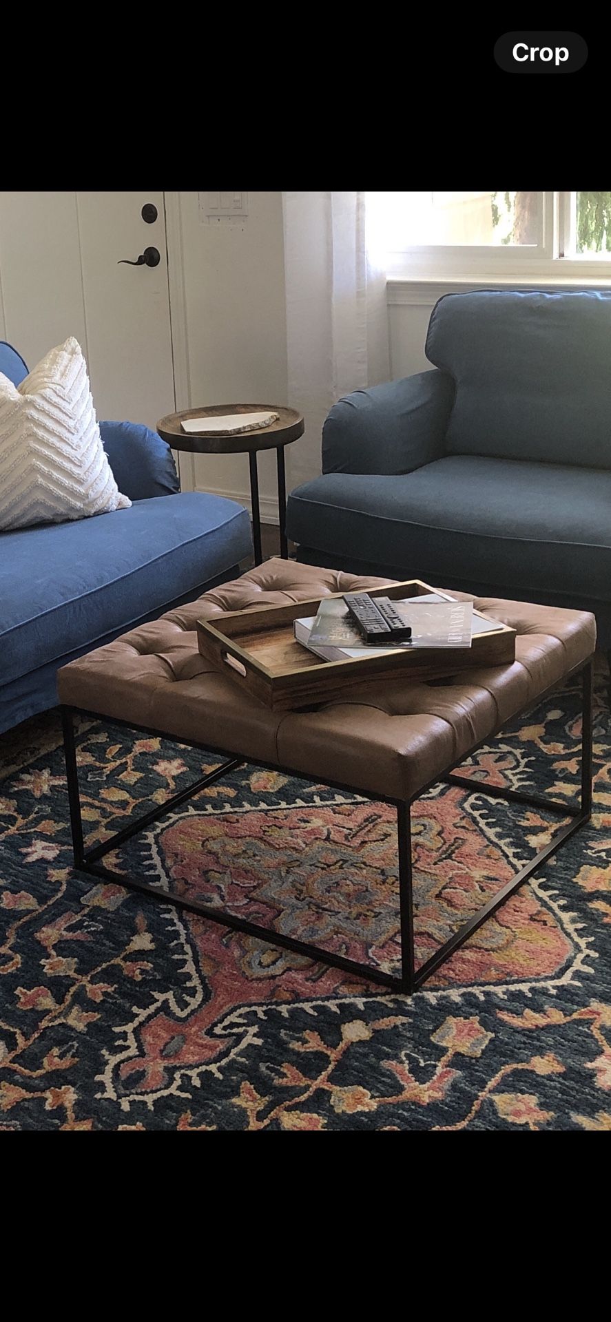 Faux Leather Ottoman
