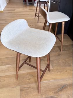 Two Walnut Counter Stools