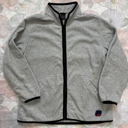 Nike Club Men's Fleece Sherpa Knit Full-Zip Jacket Gray Sz Large Collared Pocket