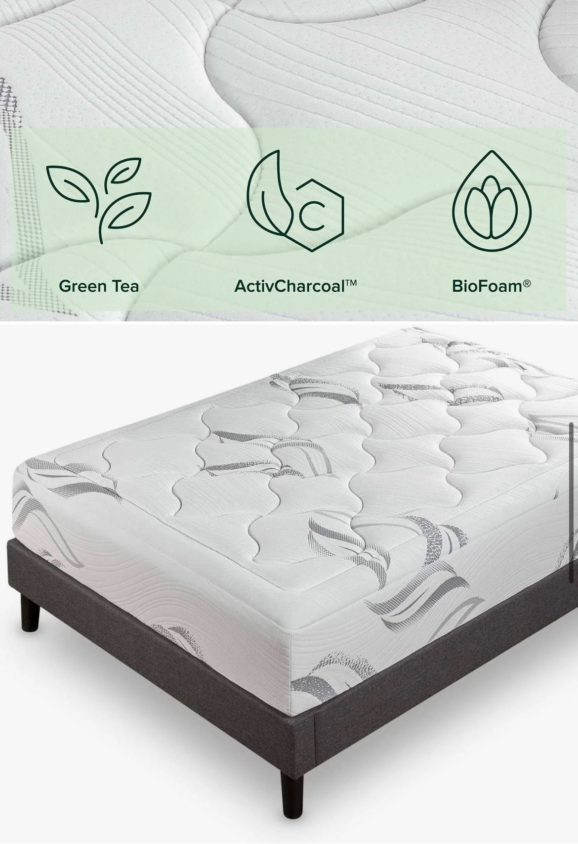 King Mattress- Great Condition! Zinus Green Tea CertiPUR-US
