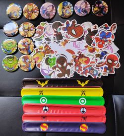 Spiderman Stickers,Buttons and snap On bracelets