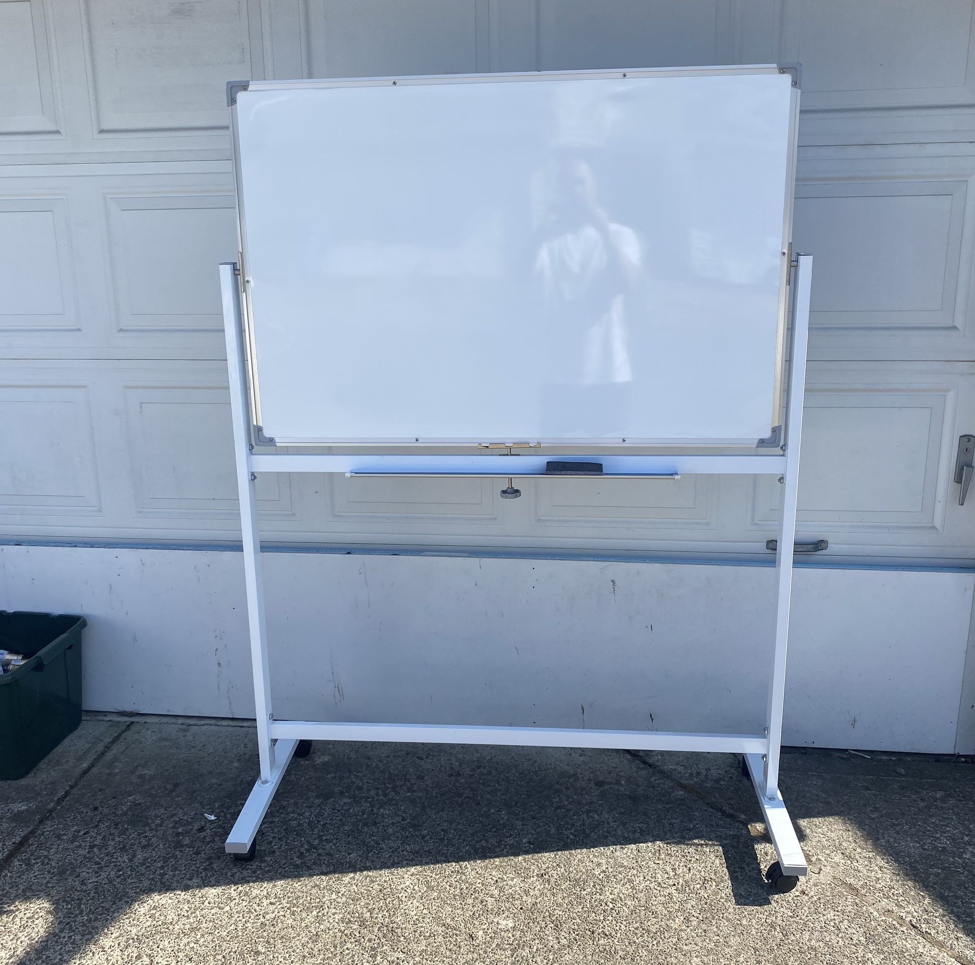 Large Magnetic Whiteboard Dry Erase Board Rolling w/ Locking Wheels 69” x 50.50”