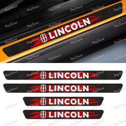 4PCS Carbon Fiber Car Door Scuff Sill Cover Panel Step Protector For LINCOLN -(3-SDSR-LINCOLN-BK