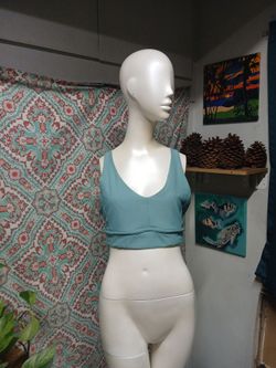 Xersion Teal V-Neck Adjustable Racerback Sports Bra, Size XL