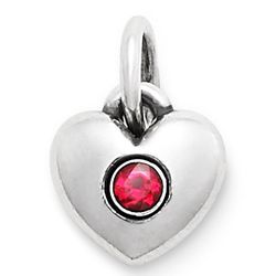 James Avery Keepsake Heart Birthstone with Ruby Gem silver Charm
