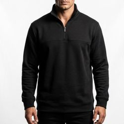 Perry Ellis Techwear Black Neoprene Quarter Zip Pullover Sweatshirt XXL