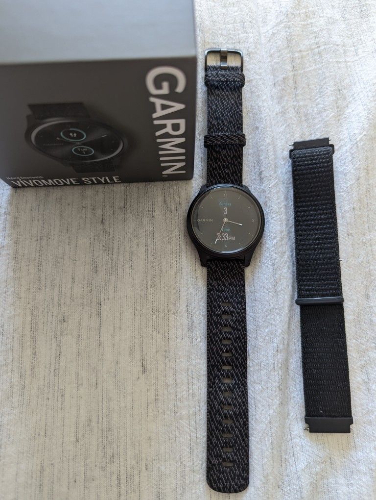 Garmin Vivomove Style Black Smart Fitness Watch (Box and Extra Band Included)