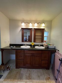Double Sink Bathroom Vanity with Granite Top