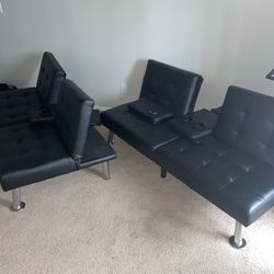 2 Leather Futons Twin Beds