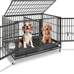 🔴 Brand New 43" Stackable Dog Crate with Divider (Standard Height) 