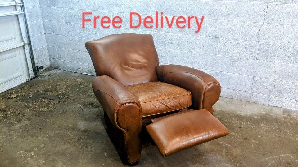 Restoration Hardware Leather Club Chair Recliner