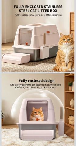 Raised design prevents leakage; odor-resistant and easy to clean, suitable for larger cats.